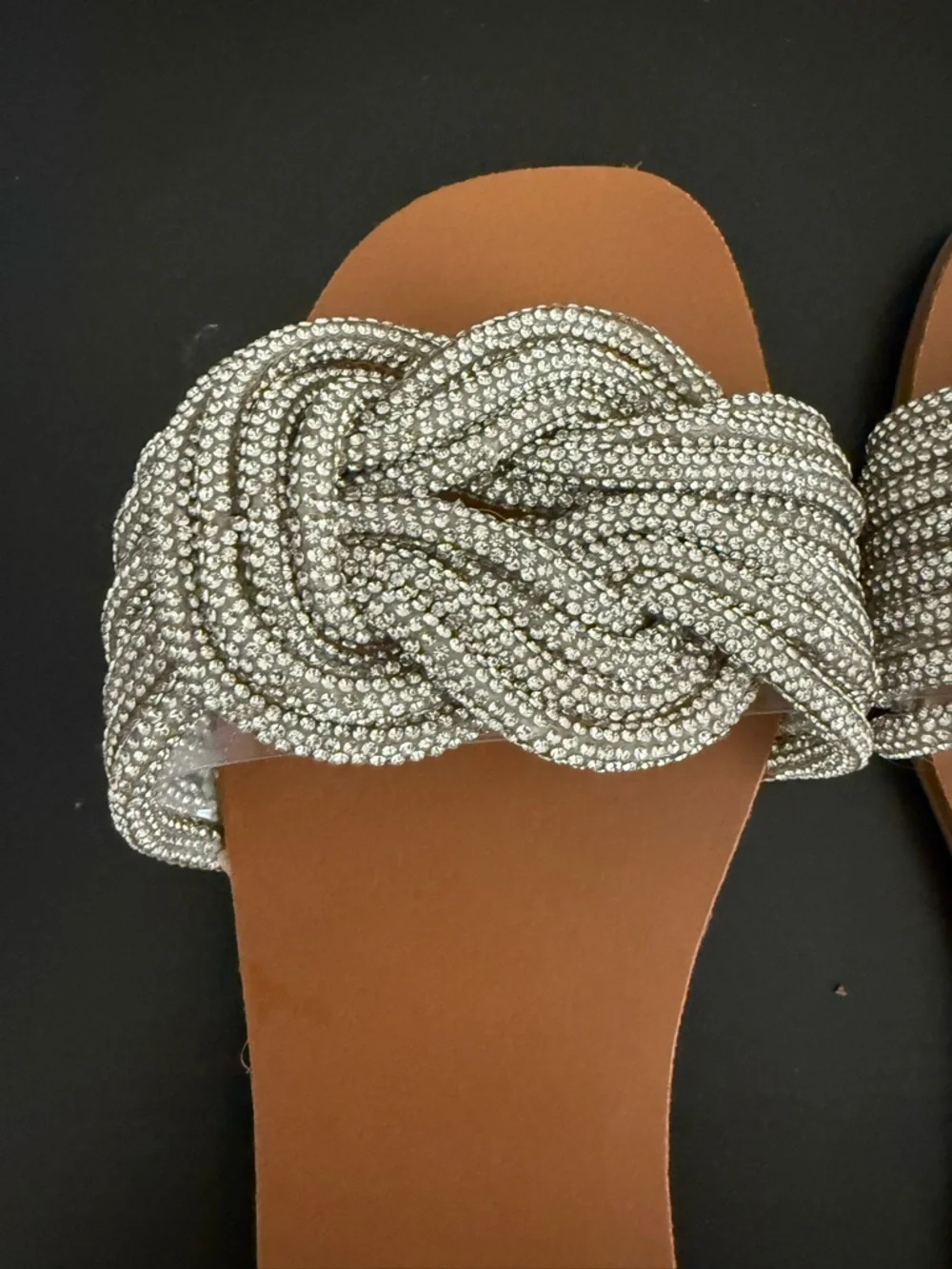 New Steve Madden Silver Beaded Knot Slide Sandals - Women - Picture 2 of 4